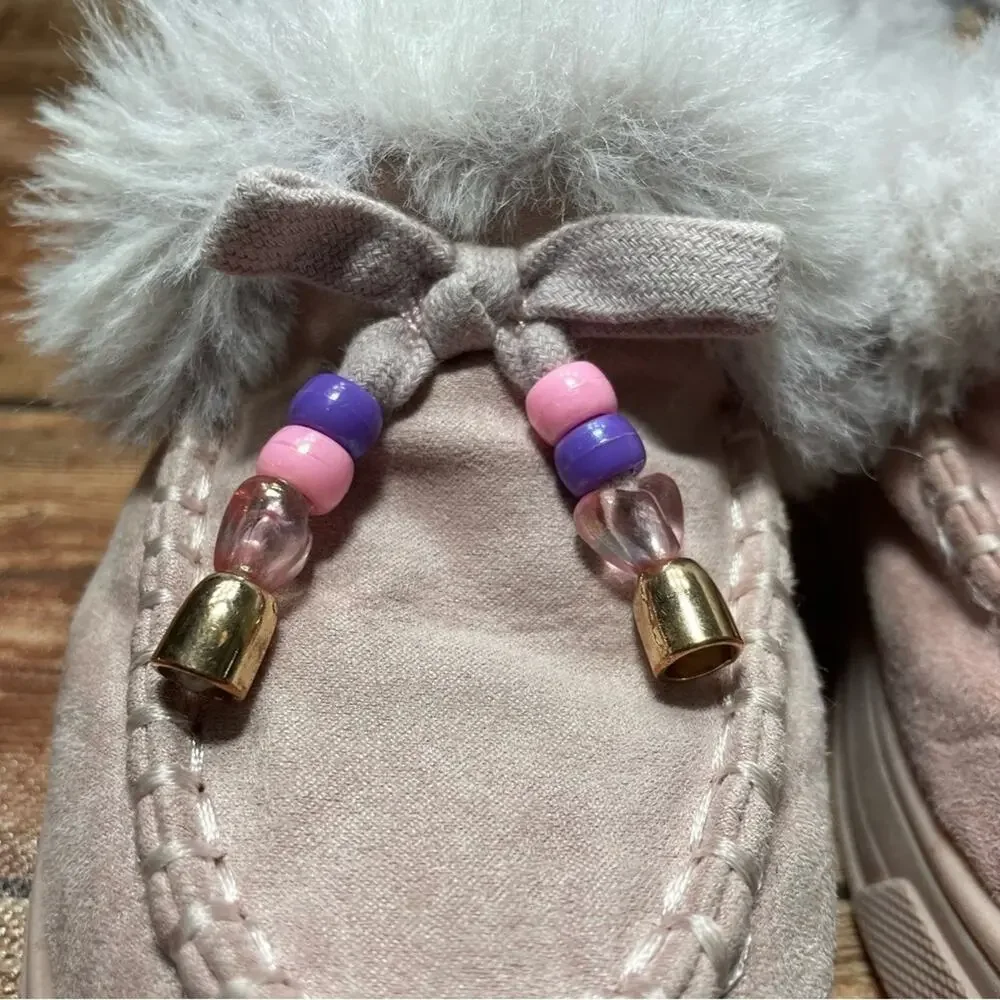 Steve Madden Jhugz Faux Fur Trim Slip-On Slippers Girl's Size 13 Pink Blush
